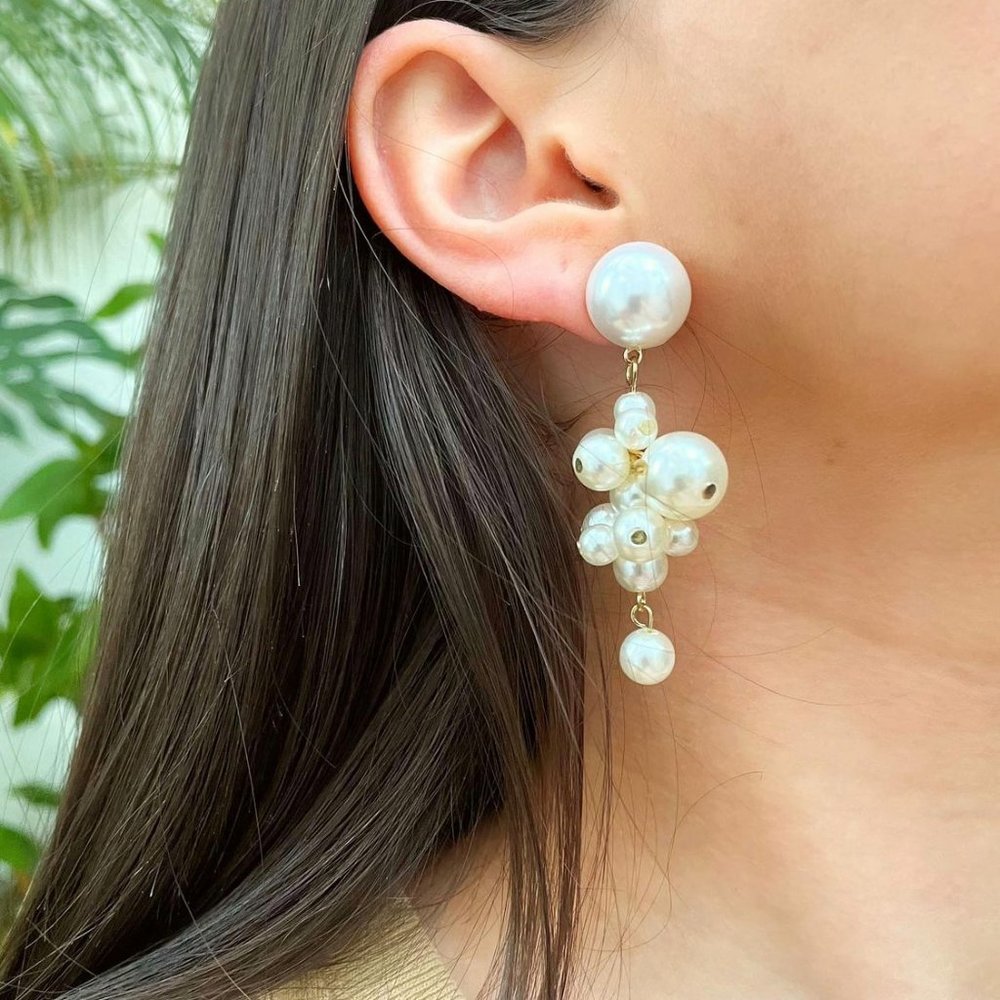 Pearl Cluster Drope Dangle Grapes Earrings